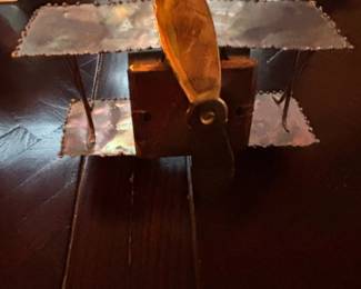 Art Deco Style Metal Airplane Sculpture with Music Box