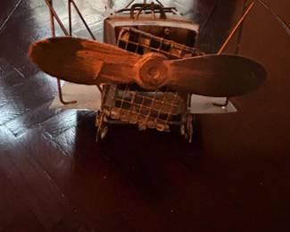 Vintage Metal Biplane Music Box with Fly Me To The Moon Tune