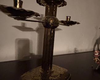 Art Nouveau Style Brass Candelabra
