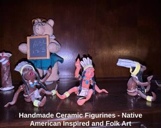 Handmade Ceramic Figurines  Native American Inspired and Folk Art
