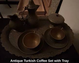 Antique Turkish Coffee Set with Tray