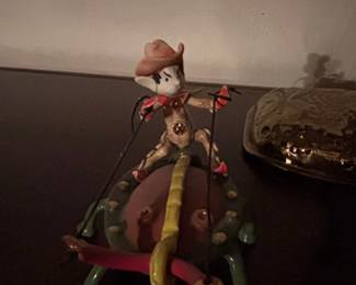Ceramic Cowboy Figurine with Abstract Base