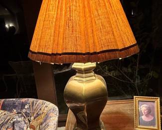 Vintage Stiffel Brass Urn Table Lamp with Pleated Shade
