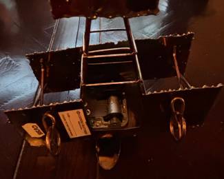 Art Deco Style Metal Airplane Sculpture with Music Box third image