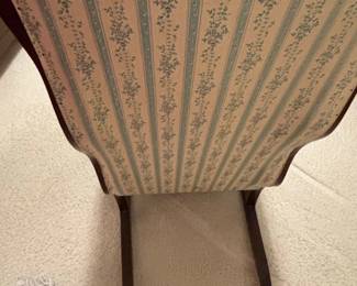 Victorian Walnut Rocking Chair with Floral Upholstery and Grape Carving second image