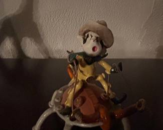 Ron Lee Hobo Clown Figurine Riding a Pumpkin