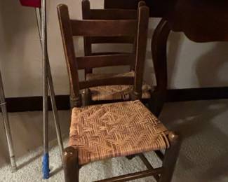 Antique Childs Ladderback Chair with Rush Seat