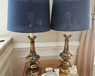 pair of brass lamps