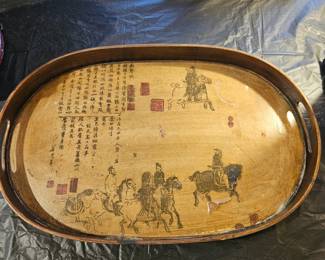 Handpainted wooden Japanese tray