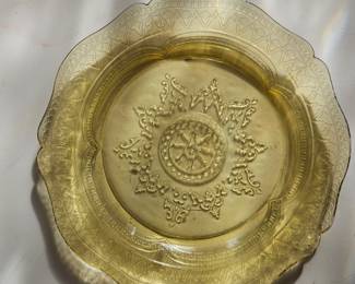 yellow depression glass plate