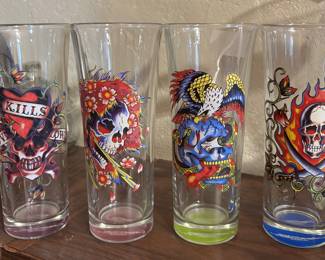 VINTAGE ED HARDY HIGHBALL GLASES
