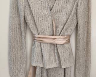 Vintage Morton Myles 2-piece dress set New York designer label Textured knit with soft waist tie