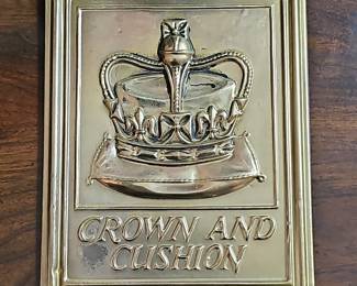 Brass "Crown and Cushion" Pub Sign