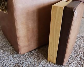 Leather Storage Ottoman with Reversible Tray Top