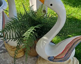 Vintage Ceramic Garden Geese Planters
