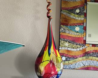 Murano Swirl Neck Art Glass Vase Sculpture