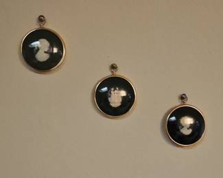 Set of 3 "Miniature World of Peter Bates" Cameo Pendants