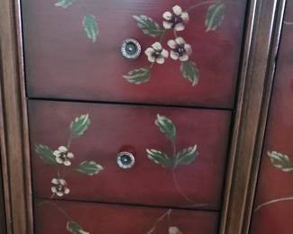Ornate Gold Gilt Mirror and Hand-Painted Rosewood Sideboard