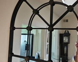 Arched Metal Window Pane Mirror