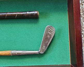 Vintage Golf Clubs in Display Case