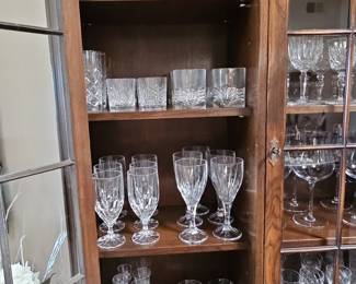 Assorted Cut Crystal Glassware Set with Amethyst Tint