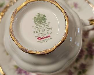 Paragon "Malindi" Bone China Teacup, Saucer, and Plate Set