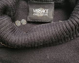 Versace Jeans Couture Black Embellished Mock Neck Sweater