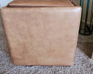 Leather Storage Ottoman with Reversible Tray Top