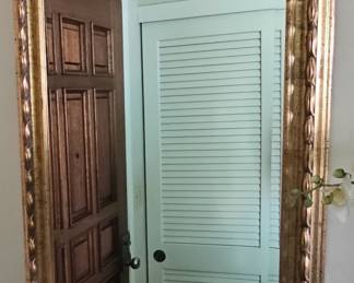Ornate Gold Gilt Mirror and Hand-Painted Rosewood Sideboard