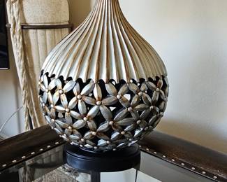 Art Deco Style Table Lamp with Floral Cutout Base