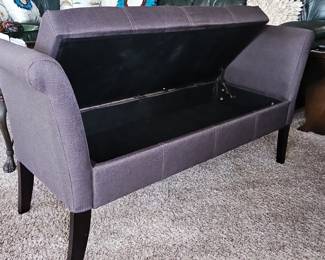 Tufted Storage Bench with Rolled Arms