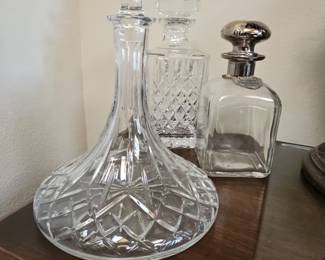 Crystal Decanter Set with Hennessy Cognac Bottle