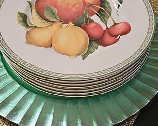 Fitz and Floyd "Belle Classique" Fruit Pattern Bone China Plates
