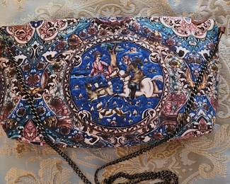 Persian Style Printed Clutch/Bag with Chain Strap