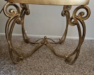 Ornate Gilt Metal and Glass Side Table