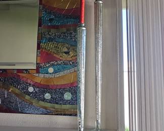 Tall Blown Glass Candlestick Holders