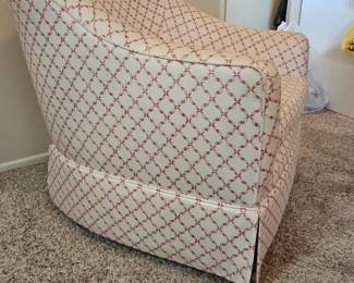 Vintage Swivel Armchair with Lattice Pattern Upholstery