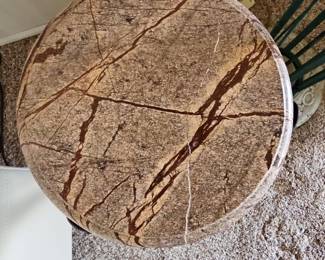 Art Deco Style Marble Top Pedestal Table with Lion Head Accent