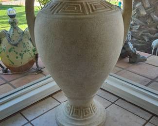 Large Terracotta Amphora Urn with Greek Key Motif