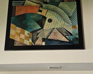 Richard Hall Abstract Geometric Mixed Media Painting
