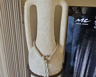 Large Textured Plaster Amphora Vase with Rope Detail and Stand