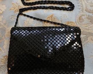 Vintage Black Mesh Evening Clutch with Chain Strap by La Regale