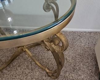 Ornate Gilt Metal and Glass Side Table