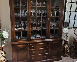 ReproDux Traditional English Furniture Display Cabinet and Hutch
