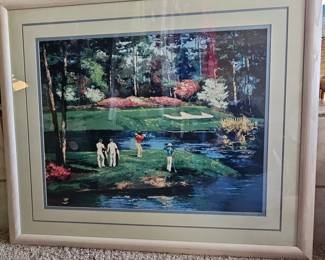 Mark King Framed Golf Art Print - Augusta National - Desoto Springs Pond