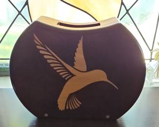 Wooden Hummingbird Vase/Container