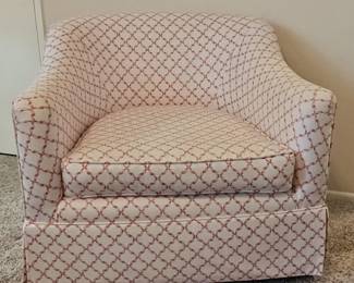 Vintage Swivel Armchair with Lattice Pattern Upholstery