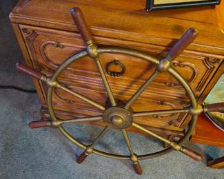 Rosebank Ironworks Bown Bro's Brass and rosewood Ships Wheel