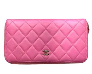 Chanel Classic Quilted Lambskin Zip Around Wallet – Pink