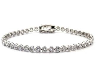 5 Carat Diamond Bezel Link Tennis Chain Bracelet in 14k White Gold
